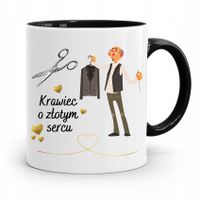 Kubek Czarny Krawcowej O Złotym Sercu Prezent Z Nadrukiem Ze Zdjęciem