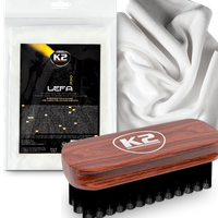 K2 LEFA ręcznik z mikrofibry do czyszczenia skóry + K2 AURON BRUSH SZCZOTKA