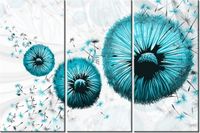 60 90CM OBRAZ 3 ELEM TURKUSOWE DMUCHAWCE DRUK PŁÓTNO RAMA