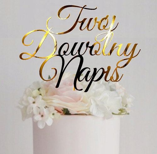 TOPPER NA TORT dekoracja LUSTRZANE ODBICIE ZŁOTY PLEXI dowolny tekst na Arena.pl