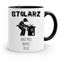 Kubek Czarny Stolarza Zawszę Mierzę Dwa Razy Z Nadrukiem Ze Zdjęciem