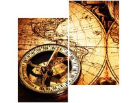 60X60CM STARA MAPA ŚWIATA DWU OBRAZ ŚCIAN