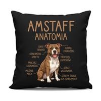 Amstaff anatomia - czarna poduszka na prezent z pieskiem