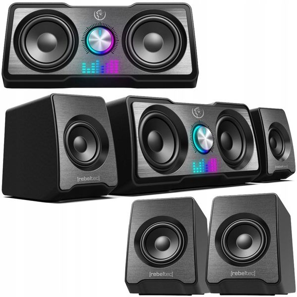 Głośniki REBELTEC Rock 2.1 LED RGB czarny zdjęcie 3
