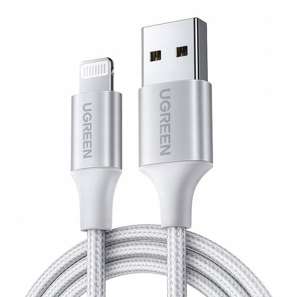Kabel Przewód UGREEN Lightning do USB 2.4A US199 2 metry Srebrny zdjęcie 3
