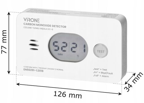 CZUJNIK CZADU DETEKTOR TLENKU WĘGLA GAZU CO LCD + CZUJNIK DYMU + na Arena.pl