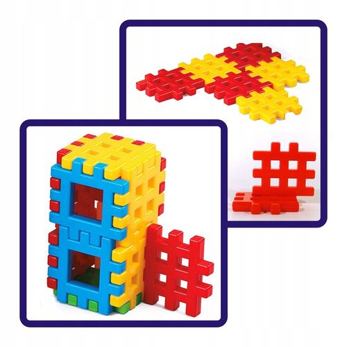 KLOCKI konstrukcyjne polskie WAFLE WAFLOWE PRZESTRZENNE ponad 1 kg, 56 szt. na Arena.pl