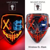 Maska LED neonowa straszna żółta – style 28