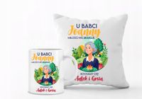 Zestaw PODUSZKA i KUBEK personalizowany PREZENT DLA BABCI twój napis
