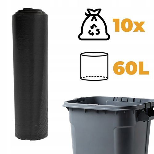 WORKI NA ŚMIECI 60L DO SEGREGACJI NA ODPADY WYTRZYMAŁE 100SZT BARDZO MOCNE na Arena.pl