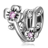 Zawieszka SREBRO 925 Charms Koralik Spiralny Kwiaty