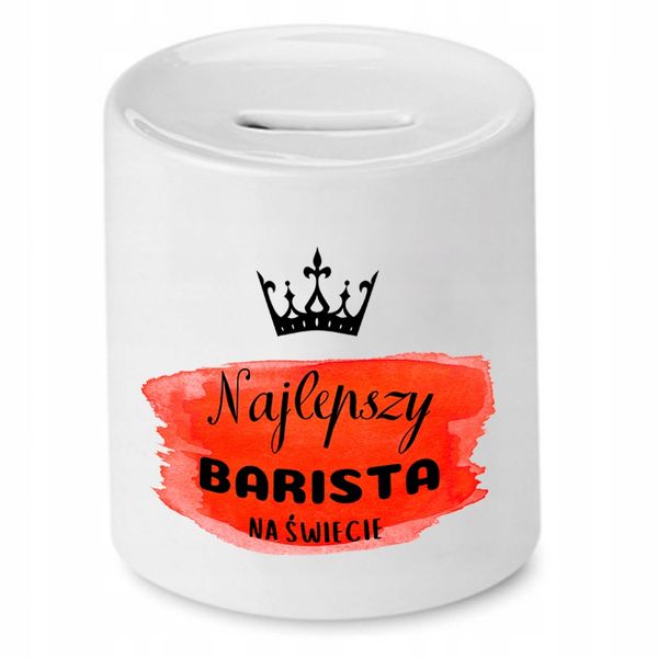 Dla Baristy Prezent Skarbonka Najlepszy Na Świecie Z Nadrukiem Ze Zdjęciem zdjęcie 1