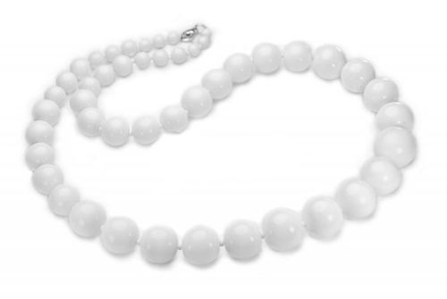 Naszyjnik Korale Biały Mleczny Szklany Letni Jablonex Przyjęcie Wizytowy na Arena.pl