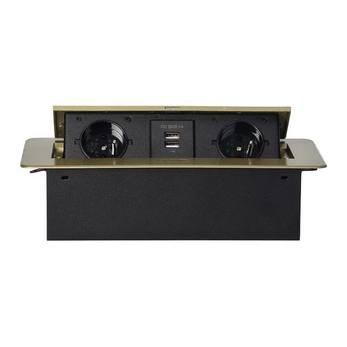 gniazdo wpuszczane w blat 2x2p+z, 2xusb płaski rant mosiądz - on-13109/br na Arena.pl