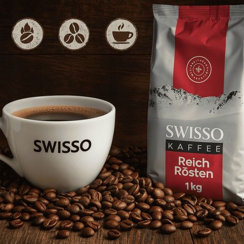 Kawa Ziarnista 100% Arabica 1kg - Swisso Kaffee - Aromatyczna - na Arena.pl