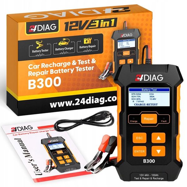 TESTER DO AKUMULATORÓW PROSTOWNIK B300 3w1 12V 5A zdjęcie 2