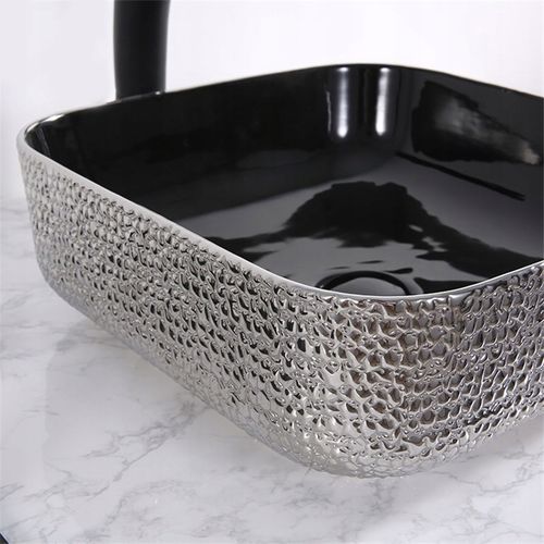 NOWOCZESNA Umywalka Ceramiczna RODO BLACK/SILVER na Arena.pl