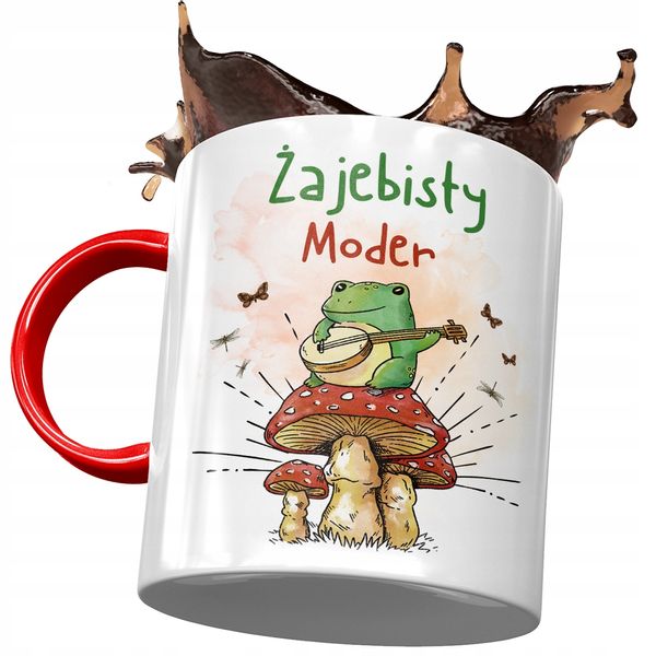 Kubek Czerwony Dla Modera Żajebisty Moder Prezent Z Nadrukiem Ze Zdjęciem zdjęcie 1