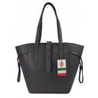 Pakowna włoska torebka skórzana na ramię mieści A4 ,Vera Pelle , Szara BKL25G