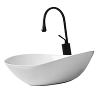 ELEGANCKA UMYWALKA NABLATOWA OWALNA CERAMICZNA BIAŁA NA BLAT POŁYSK