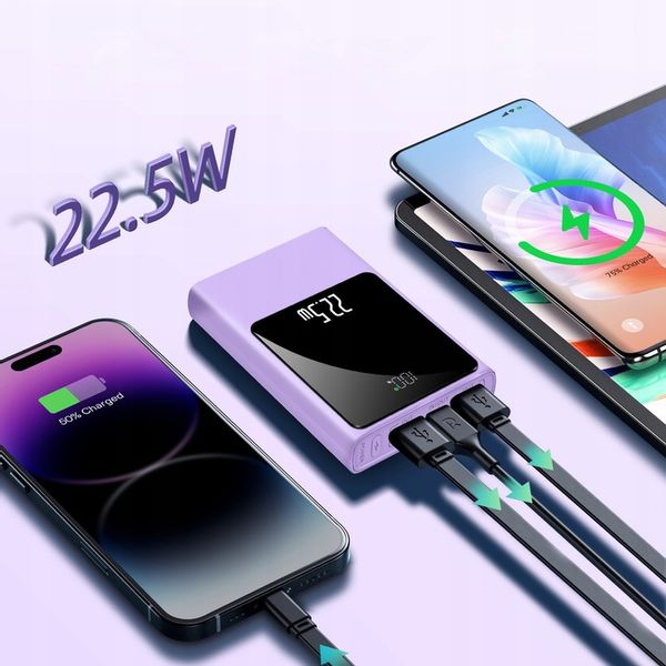 POWERBANK 10000MAH MOCNA SZYBKA ŁADOWARKA 22,5W 2XUSB A/USB-C WYŚWIETLACZ L zdjęcie 5