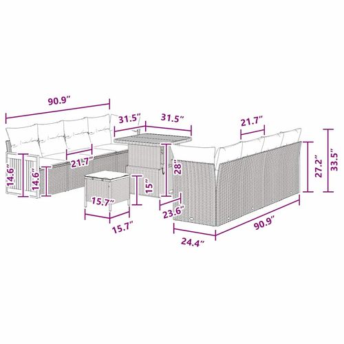 Zestaw Sof na Ogród z poduszką 11 pcs Czarny 80 x 80 x 71 cm na Arena.pl
