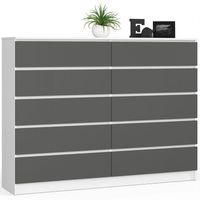 Komoda do sypialni, 10 szuflad, STILO, 160x40x121 cm, biel | TYLETEGOTU