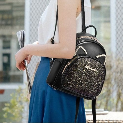 Plecak miejski błyszczący ozdobne kocie uszy dużo kieszeni pojemny na Arena.pl