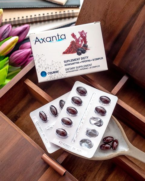 Colway AXANTA 60 kaps Astaksantyna+Piperyna+ Niacyna+Biotyna+ Wit.B1,2,6,12 zdjęcie 3