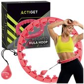 Hula hop z obciążeniem 24 elementy składane, z wypustkami do treningu cardio i fitness, czerwone