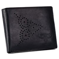 skórzany portfel męski ze zdobionym frontem — buffalo wild