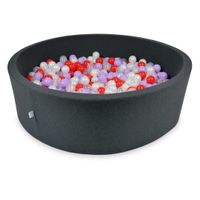 Suchy basen 130x40cm grafitowy z piłeczkami 700szt (przezroczyste, perłowe, wrzosowe, czerwone)
