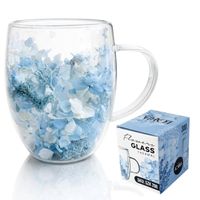szklanka termiczna z kwiatami w środku, hortensje, mech niebieskie 300 ml