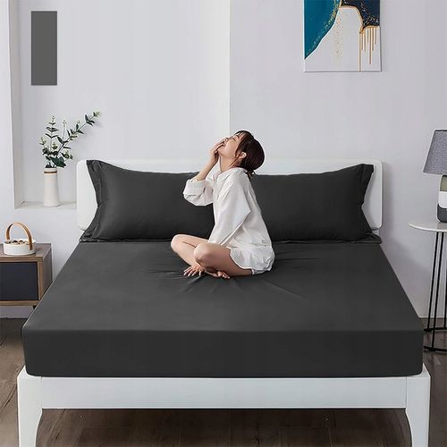 Bawełniane Prześcieradło z Gumką 160x200 Miękkie Kolor Ciemnoszary Jersey na Arena.pl