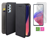 Etui z klapką do SAMSUNG GALAXY A53 5G smart magnet czarny case + szkło 9H