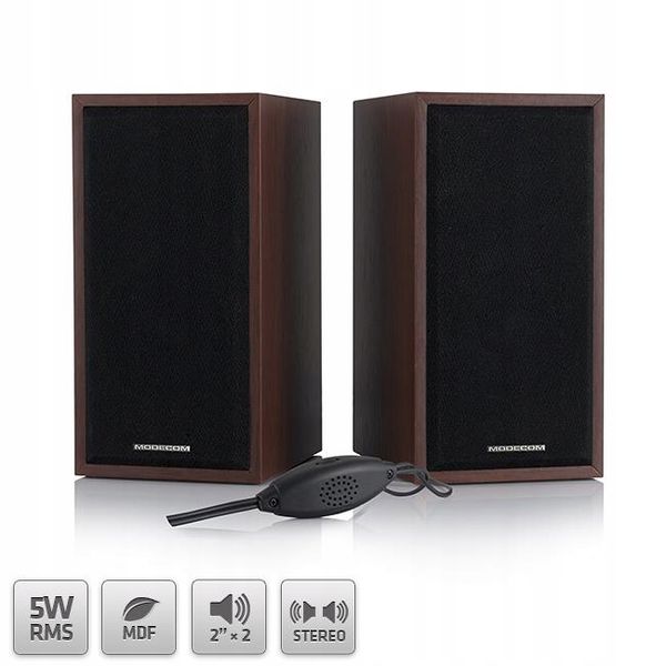 Głośniki 2.0 MODECOM MC-SF05 5W brązowy zdjęcie 2
