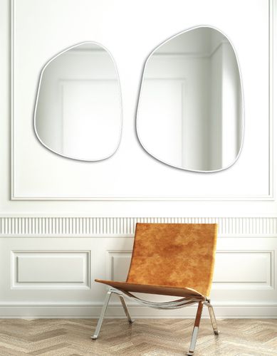 Lustro ścienne asymetryczne 55x75 cm w biała ramie na Arena.pl