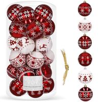 Bombki choinkowe 30 szt. ozdoby świąteczne zestaw 5cm biało-czerwone