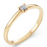 pierścionek z żółtego złota 585 z diamentem (brylantem) 0,1 ct lab