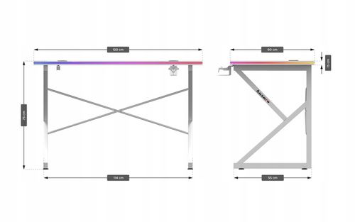 Biurko Gamingowe RGB Stolik Biurowy Gracza LED z Pilotem Carbon Huzaro na Arena.pl