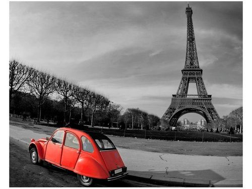40X50CM CZERWONE AUTO WIEŻY EIFFLA OBRAZ na Arena.pl
