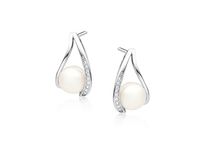 Delikatne rodowane srebrne kolczyki łezki perły perełki cyrkonie srebro 925 Z1595E