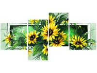 45CM 120CM ZEGAR 4 ELEM SŁONECZNIKI ZIELENI ŚCIENNY