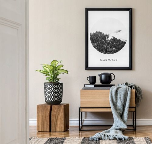 Doniczka AZTEK 14 h15 k-Czarny + w-Złoty Jasny na Arena.pl