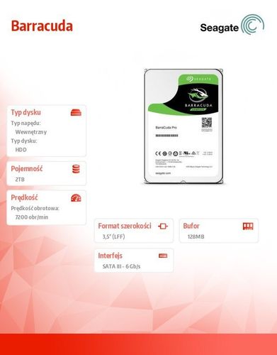 Seagate DYSK Barracuda Pro 2 TB 3,5'' 128 ST2000DM009 na Arena.pl