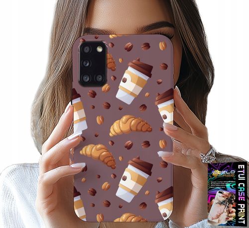 ETUI DO SAMSUNG GALAXY A31 - CASE Z KAWĄ ROGALIKAMI I ZIARNAMI W TLE na Arena.pl