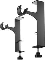 Zestaw 2 Metalowych Uchwytów na Karnisz bez Wiercenia Czarne Regulowane