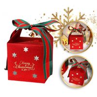 pudełko prezentowe ozdobne czerwone, merry christmas z kokardą 10x10x10 cm