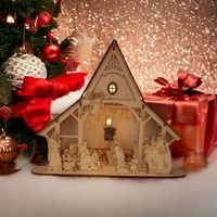 Szopka bożonarodzeniowa drewniana z podświetleniem led 36 x 46 x 14 cm