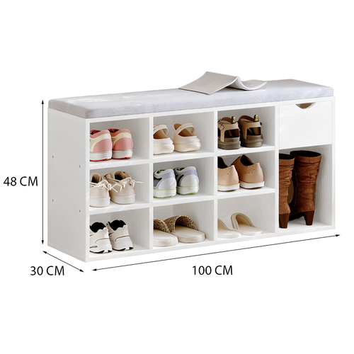 SZAFKA NA BUTY Z SIEDZISKIEM LOFT BIAŁA ŁAWKA PRZEDPOKÓJ NOWOCZESNA 100CM na Arena.pl